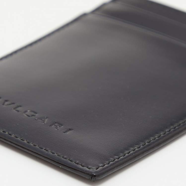 Pre Owned Bvlgari Black Leather ID Card Holder