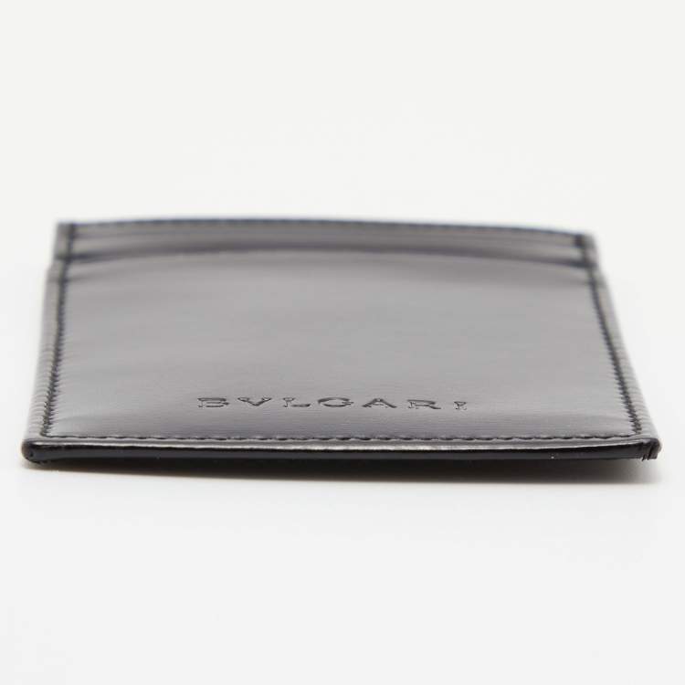 Pre Owned Bvlgari Black Leather ID Card Holder