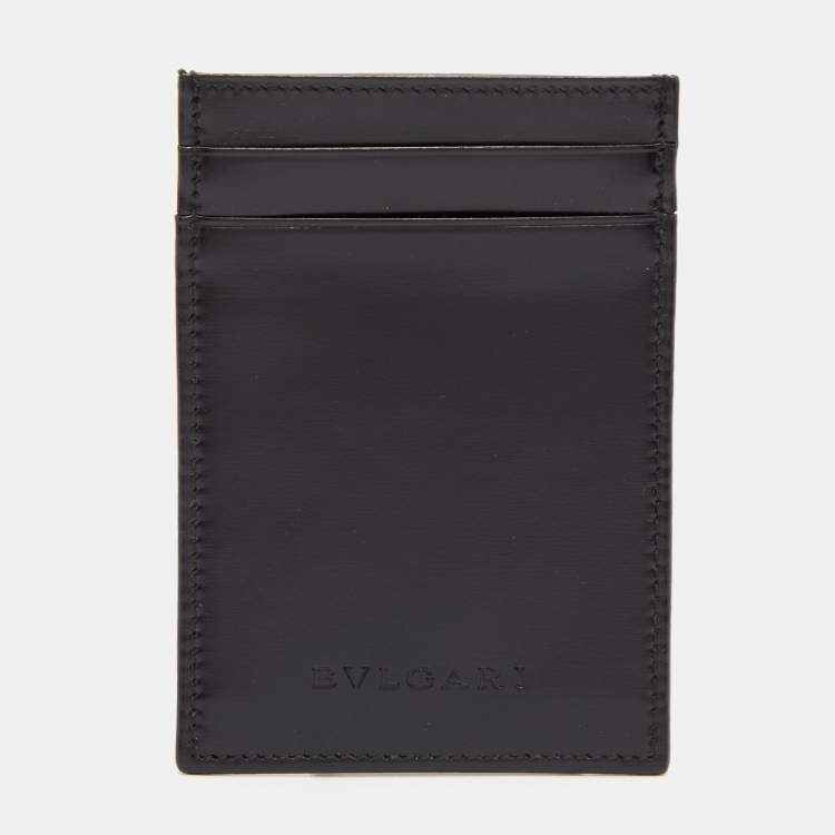 Pre Owned Bvlgari Black Leather ID Card Holder