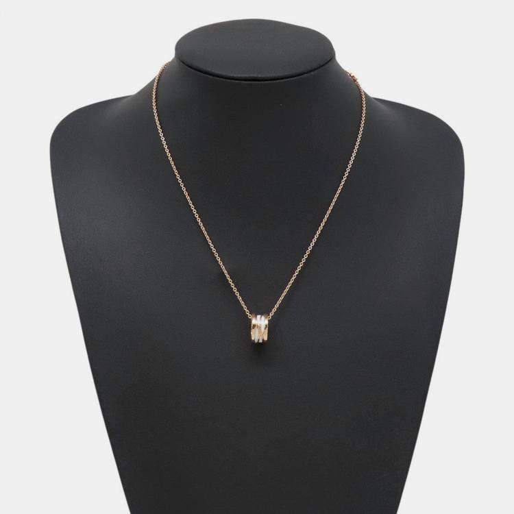 مملوكة مسبقًا Bvlgari B.Zero1 Legend 18K Rose Gold Ceramic Pendant Necklace