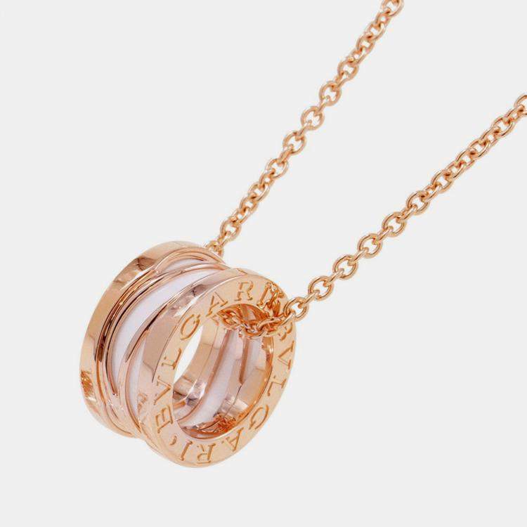 مملوكة مسبقًا Bvlgari B.Zero1 Legend 18K Rose Gold Ceramic Pendant Necklace