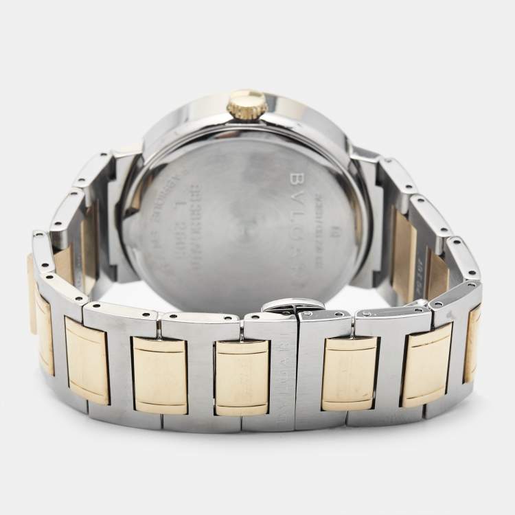 Pre Owned Bvlgari Silver White 18K Yellow Gold Stainless Steel BB38SGAUTO Men's Wristwatch 38 mm