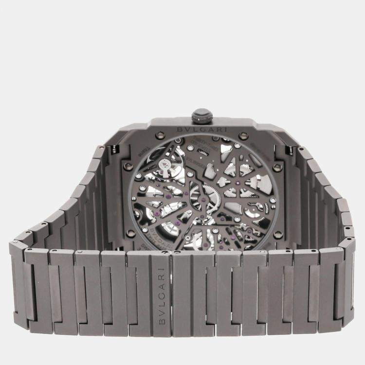 Pre Owned Bvlgari Skeleton Titanium Octo Finissimo Manual Winding 103610 Men's Wristwatch 40 mm