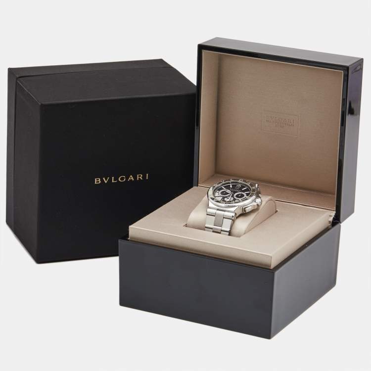 Pre Owned Bvlgari Black Stainless Steel Diagono 101880 Men's Wristwatch 42 mm