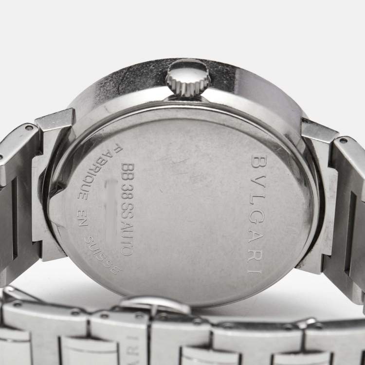 Pre Owned Bvlgari Silver White Stainless Steel Bvlgari Bvlgari BB38SSAUTO Men's Wristwatch 38 mm