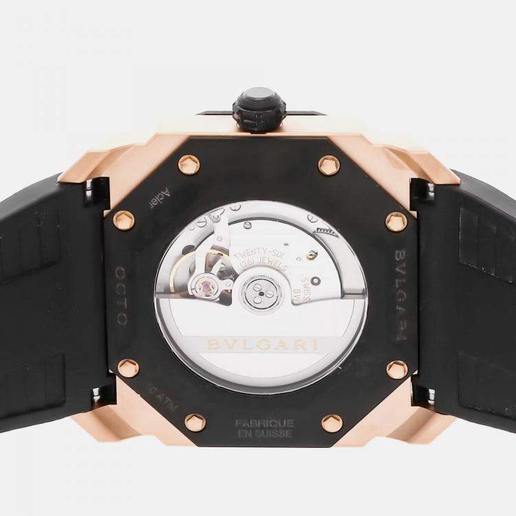 Pre Owned Bvlgari Grey 18k Rose Gold Octo 103203 Automatic Men's Wristwatch 41 mm