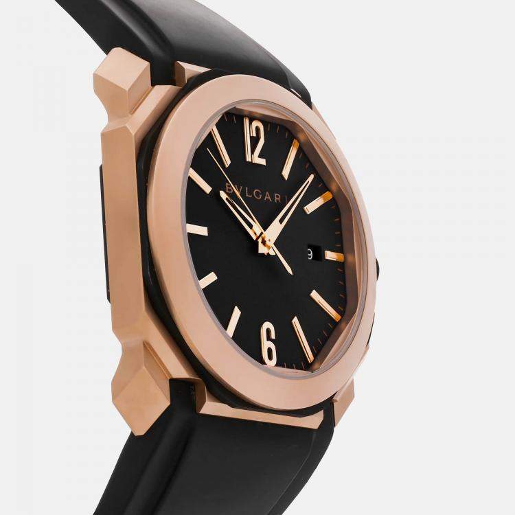 Pre Owned Bvlgari Grey 18k Rose Gold Octo 103203 Automatic Men's Wristwatch 41 mm