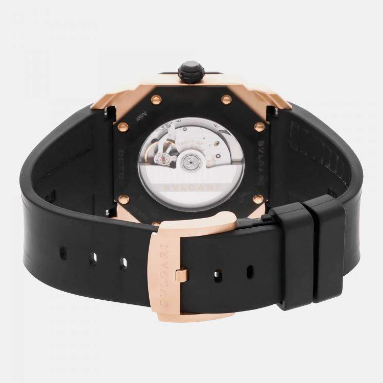 Pre Owned Bvlgari Grey 18k Rose Gold Octo 103203 Automatic Men's Wristwatch 41 mm