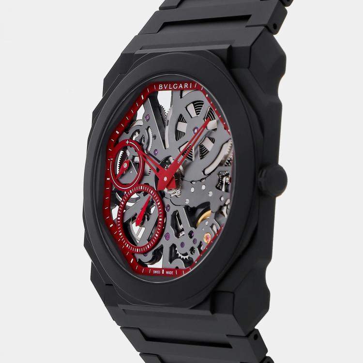 Pre Owned Bvlgari Skeleton Ceramic Octo Finissimo 103527 Manual Winding Men's Wristwatch 40 mm