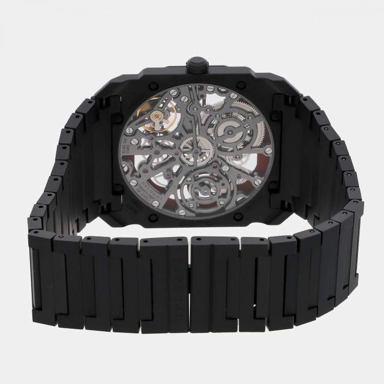 Pre Owned Bvlgari Skeleton Ceramic Octo Finissimo 103527 Manual Winding Men's Wristwatch 40 mm