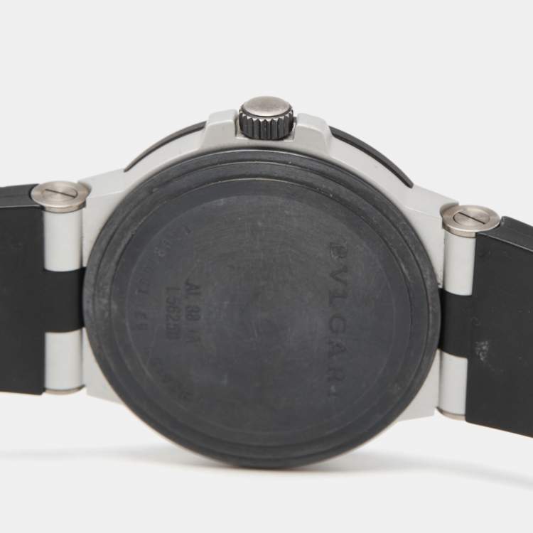 Pre Owned Bvlgari Silver Aluminium Rubber Diagono AL38TA Men's Wristwatch 38 mm