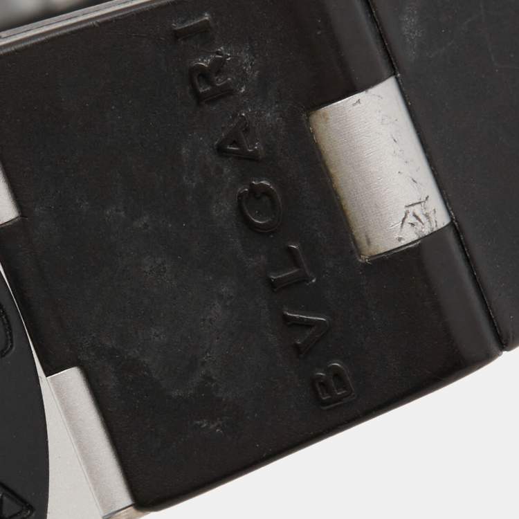 Pre Owned Bvlgari Silver Aluminium Rubber Diagono AL38TA Men's Wristwatch 38 mm