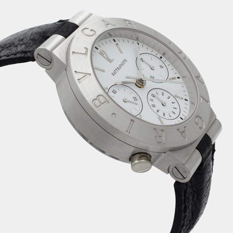 Pre Owned Bvlgari White Platinum Diagono Rattrapante CH 40 GL Automatic  Men's Wristwatch 40mm