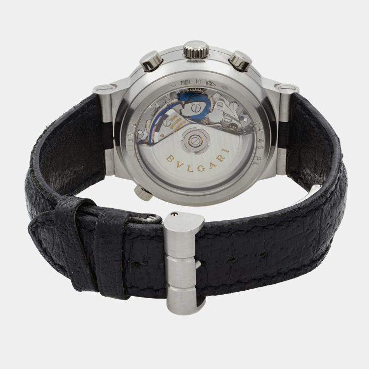 Pre Owned Bvlgari White Platinum Diagono Rattrapante CH 40 GL Automatic  Men's Wristwatch 40mm