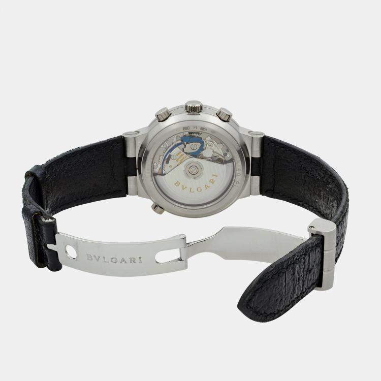 Pre Owned Bvlgari White Platinum Diagono Rattrapante CH 40 GL Automatic  Men's Wristwatch 40mm