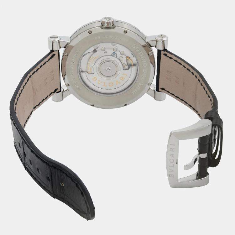 Pre Owned Bvlgari White Stainless Steel Sotirio Retrograde SB42SDR Automatic Men's Wristwatch 42 mm