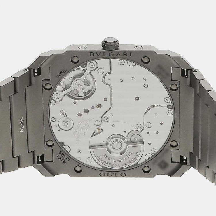 Pre Owned Bulgari Octo Finissimo Perpetual Calendar 103200 Automatic Grey Titanium Men’s Wristwatch 40mm