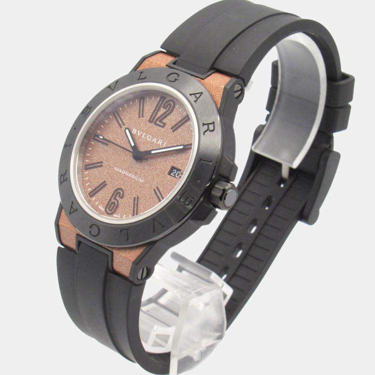 Pre Owned Bvlgari Brown Magnesium Diagono DG41SMC Automatic Men's Wristwatch 41 mm