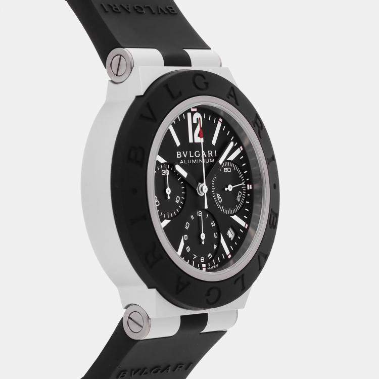 Pre Owned Bvlgari Bvlgari-Bvlgari Aluminium Chronograph 103868 Automatic Aluminium Black Dial Men's Wristwatch 40mm