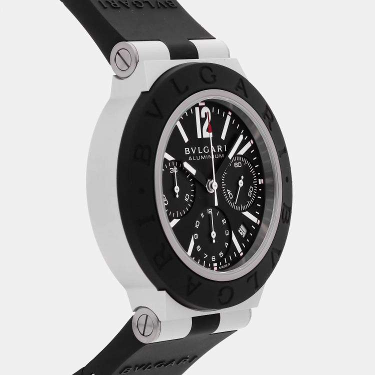 Pre Owned Bvlgari Bvlgari-Bvlgari Aluminium Chronograph 103868 Automatic Aluminium Black Dial Men's Wristwatch 40mm