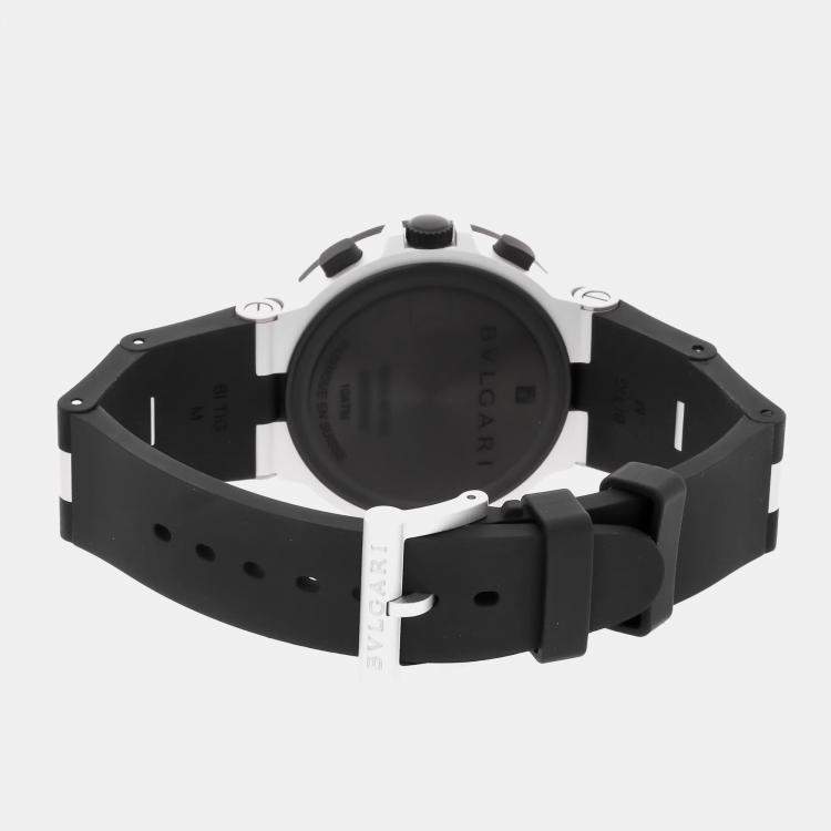 Pre Owned Bvlgari Bvlgari-Bvlgari Aluminium Chronograph 103868 Automatic Aluminium Black Dial Men's Wristwatch 40mm