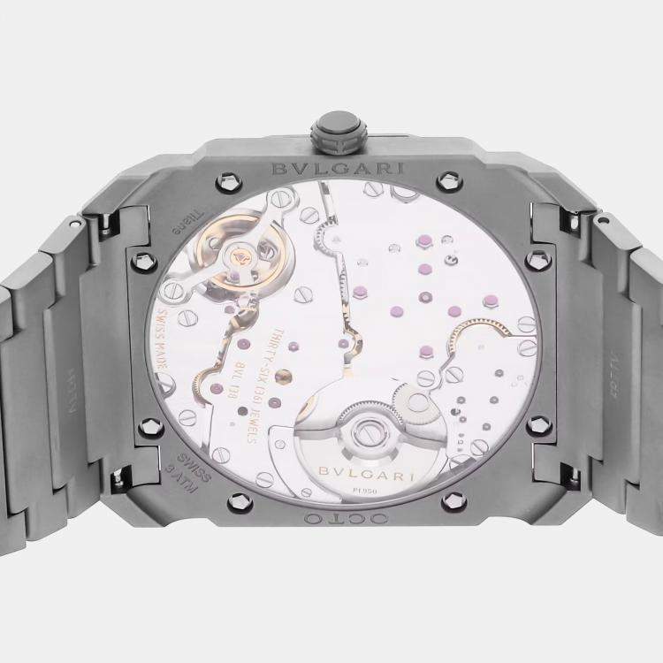 Pre Owned Bvlgari Octo Finissimo 102711 Automatic Titanium Grey Dial Men's Wristwatch 40mm