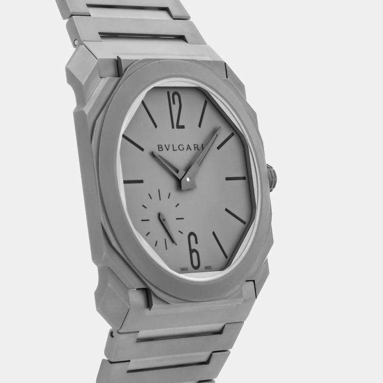 Pre Owned Bvlgari Octo Finissimo 102711 Automatic Titanium Grey Dial Men's Wristwatch 40mm
