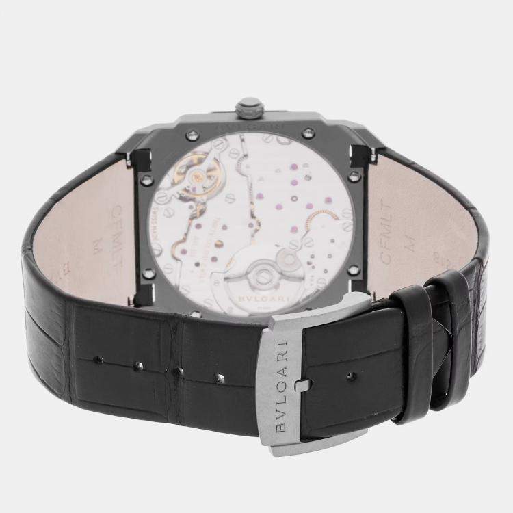 Pre Owned Bulgari Octo Finissimo 102711 Automatic Titanium Grey Dial Men's Wristwatch 40mm