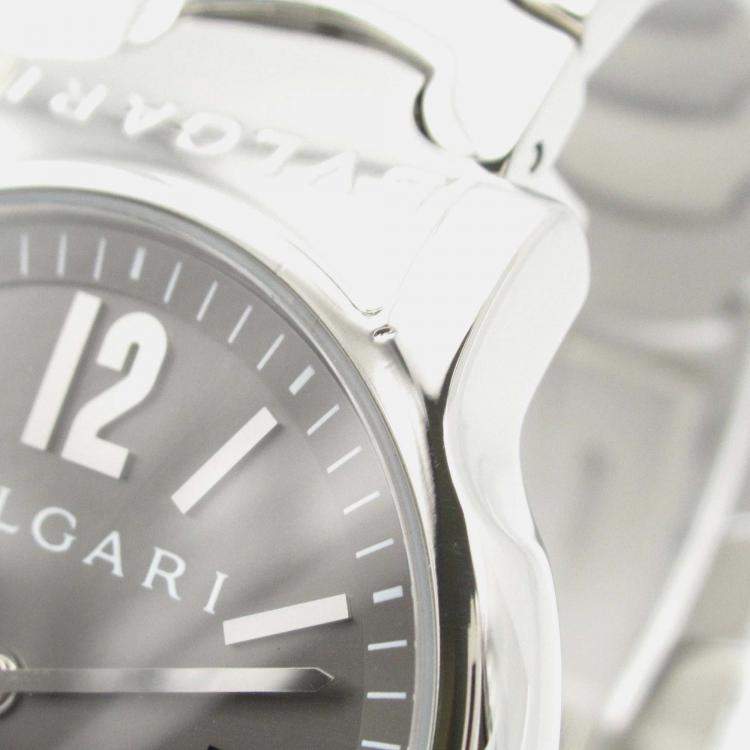 Pre Owned Bvlgari Solotempo ST35S Quartz Black Stainless Steel Men's Wristwatch 35 mm