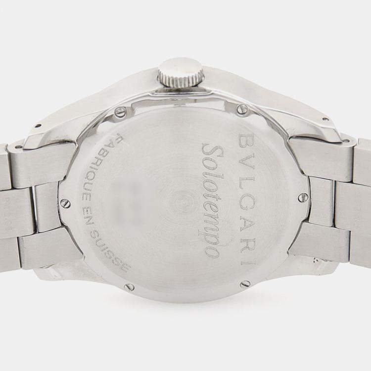 Pre Owned Bvlgari Solotempo ST37S Quartz Silver Stainless Steel Men's Wristwatch 37 mm