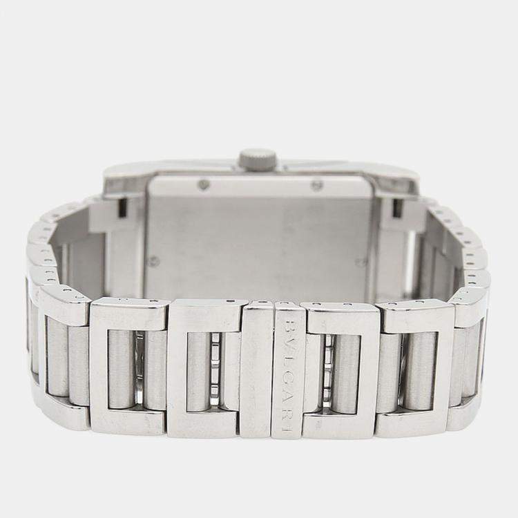 Pre Owned Bvlgari Rettangolo RT45S Automatic Stainless Steel Men's Wristwatch 26 mm