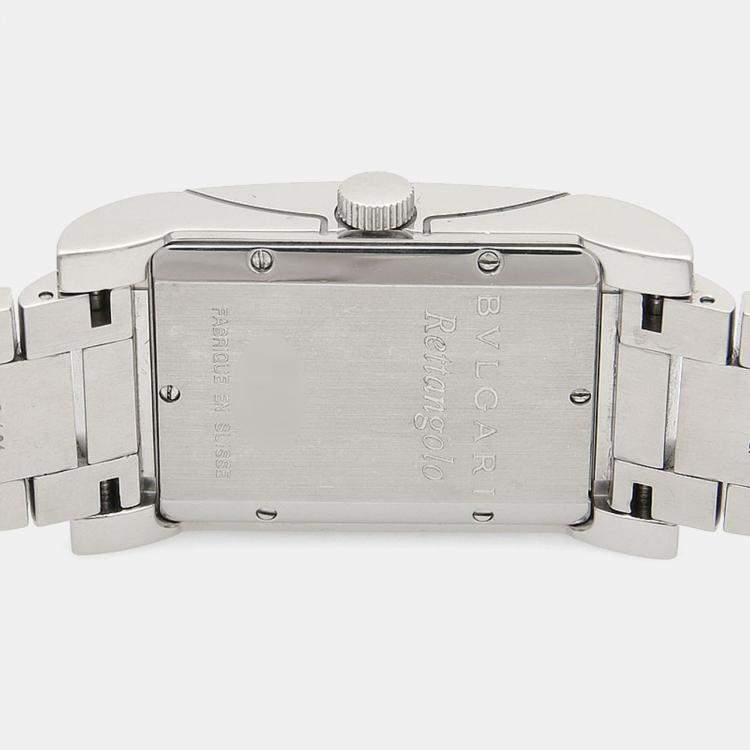 Pre Owned Bvlgari Rettangolo RT45S Automatic Stainless Steel Men's Wristwatch 26 mm