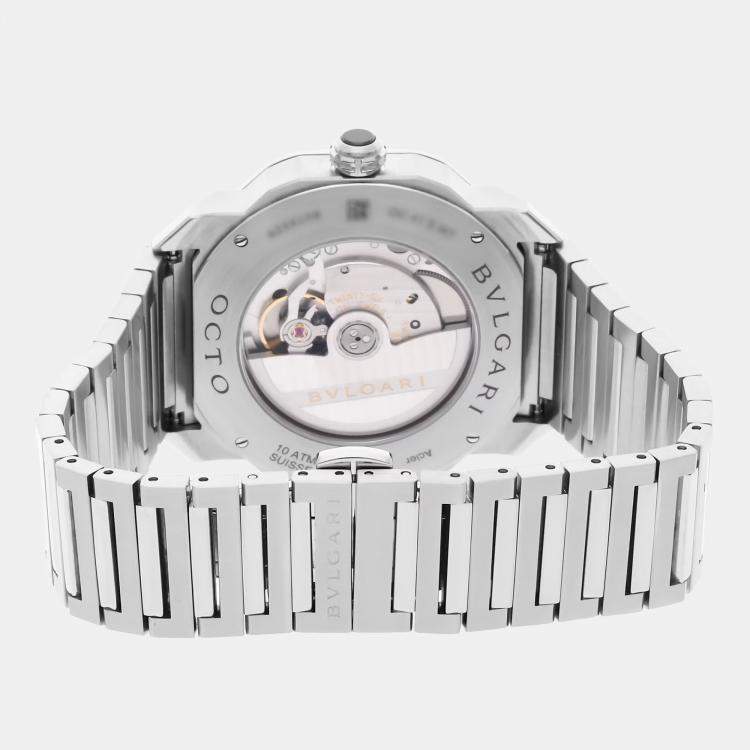 Pre Owned Pre-Owned Bvlgari Octo Roma World Timer 103481 Blue Automatic Stainless Steel Men's Wristwatch 41 mm