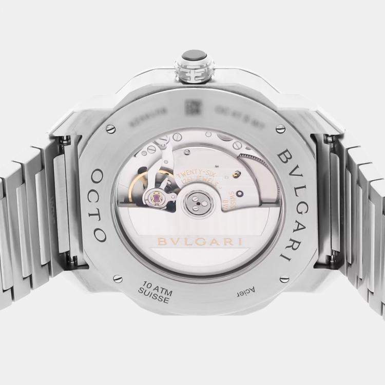 Pre Owned Pre-Owned Bvlgari Octo Roma World Timer 103481 Blue Automatic Stainless Steel Men's Wristwatch 41 mm