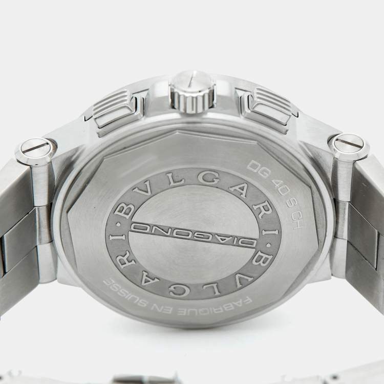Pre Owned Bvlgari Diagono DG40SCH Silver Dial Stainless Steel Men's Wristwatch 40 mm
