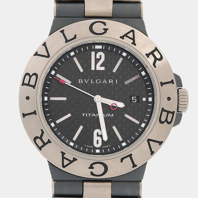 Pre Owned Bvlgari Diagono TI44TA Automatic Black Titanium Men's Wristwatch 44mm