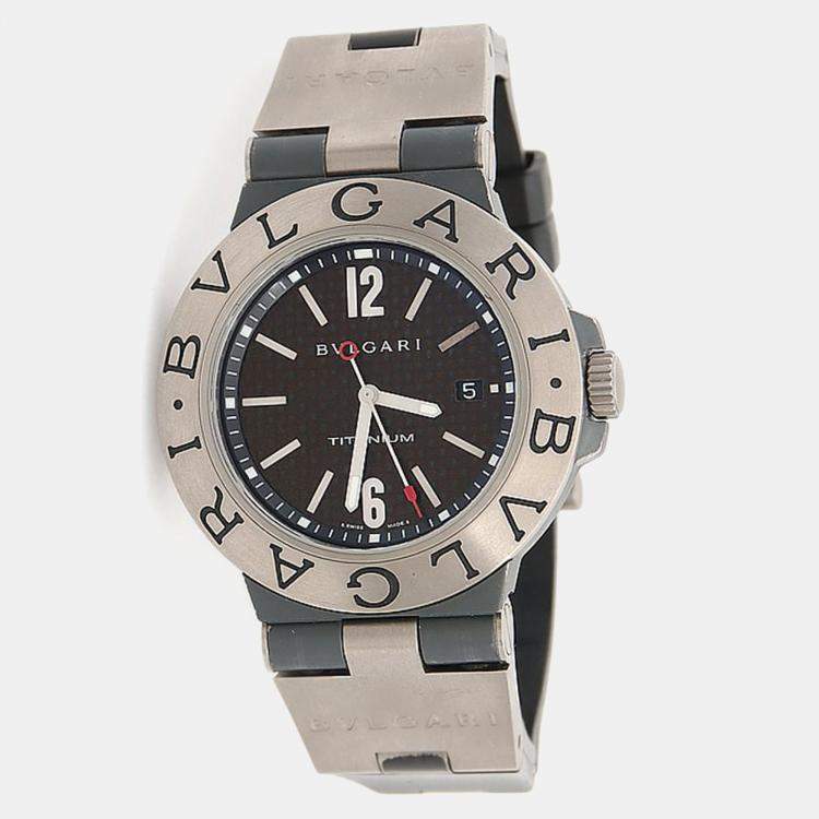 Pre Owned Bvlgari Diagono TI44TA Automatic Black Titanium Men's Wristwatch 44mm