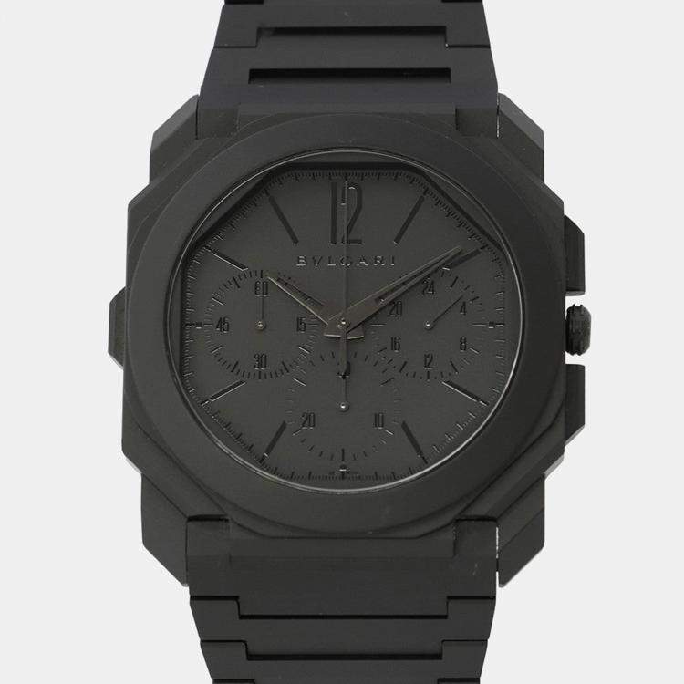 Pre Owned Bvlgari Octo Finissimo 103278 Automatic Black Ceramic Men's Wristwatch 43 mm