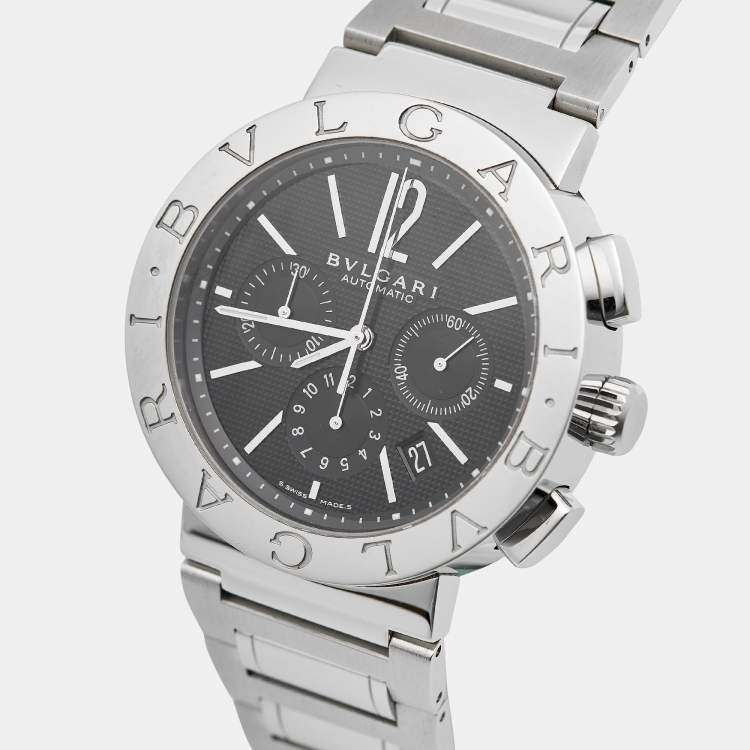 Pre Owned Bvlgari Bvlgari BB 42 SS CH Black Dial Stainless Steel Men's Wristwatch 42 mm
