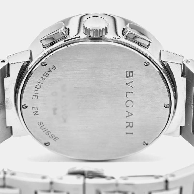 Pre Owned Bvlgari Bvlgari BB 42 SS CH Black Dial Stainless Steel Men's Wristwatch 42 mm