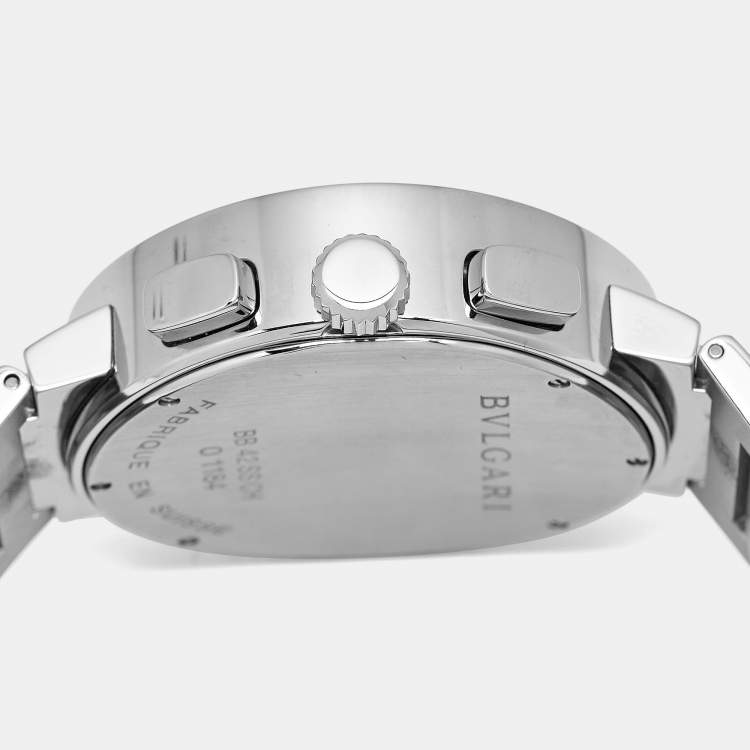 Pre Owned Bvlgari Bvlgari BB 42 SS CH Black Dial Stainless Steel Men's Wristwatch 42 mm