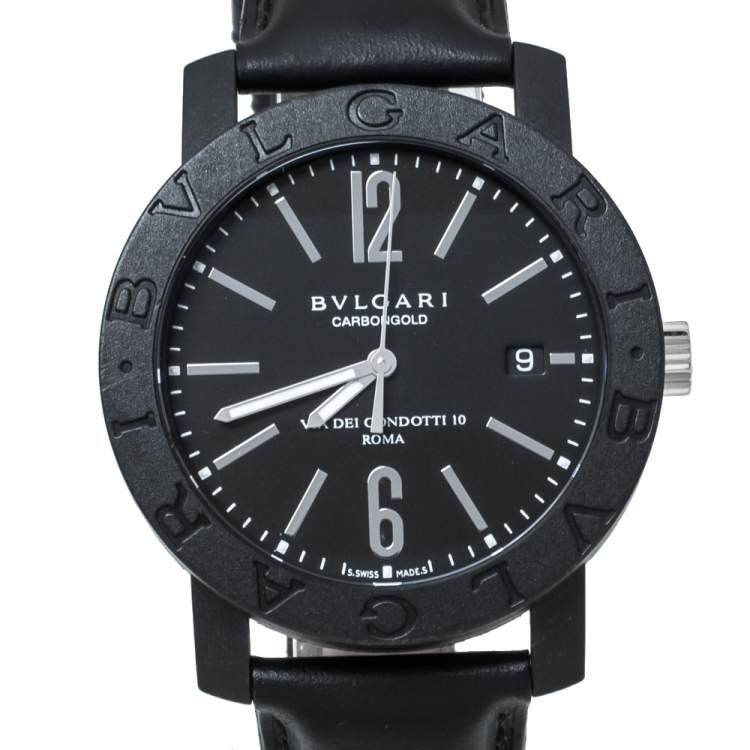 Pre Owned Bvlgari Black Carbongold Via Dei Condotti 10 Roma BB 40 CL Men's Wristwatch 40 mm
