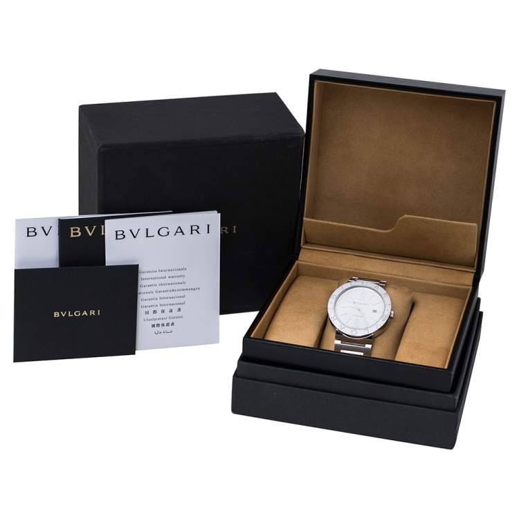 Pre Owned Bvlgari White Stainless Steel Bvlgari BB42WSSD 101381 Men's Wristwatch 42 mm