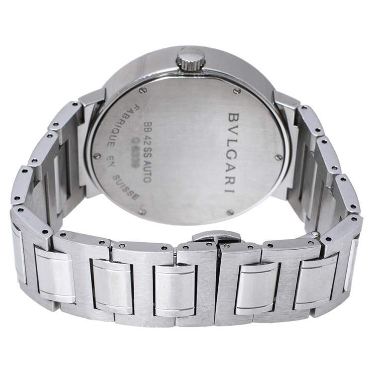 Pre Owned Bvlgari White Stainless Steel Bvlgari BB42WSSD 101381 Men's Wristwatch 42 mm