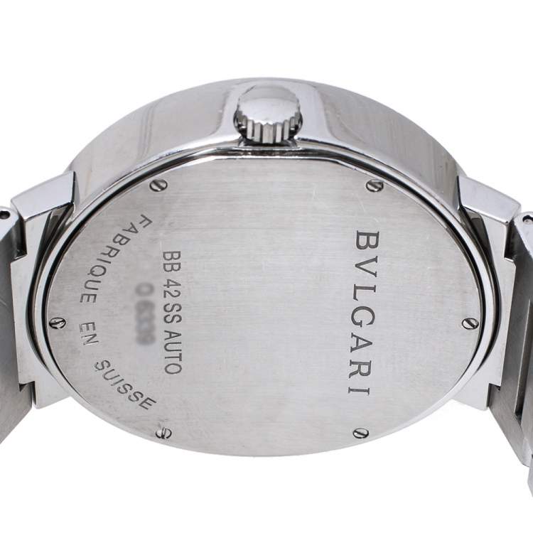 Pre Owned Bvlgari White Stainless Steel Bvlgari BB42WSSD 101381 Men's Wristwatch 42 mm