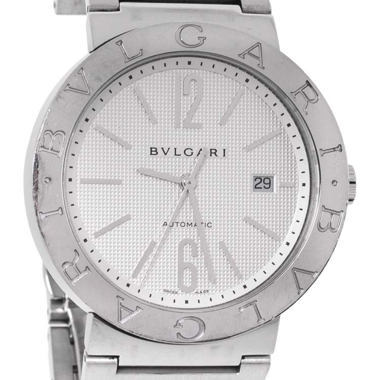 Pre Owned Bvlgari White Stainless Steel Bvlgari BB42WSSD 101381 Men's Wristwatch 42 mm