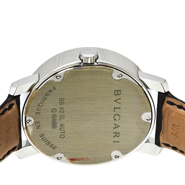 Pre Owned Bvlgari Bvlgari Black Stainless Steel BB 42 SL Auto Men's Wristwatch 42 MM