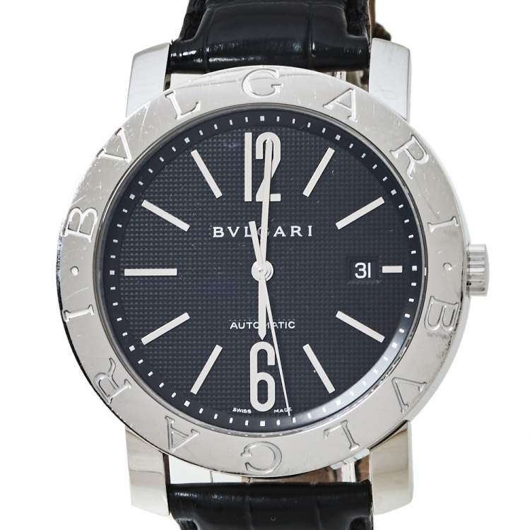 Pre Owned Bvlgari Bvlgari Black Stainless Steel BB 42 SL Auto Men's Wristwatch 42 MM