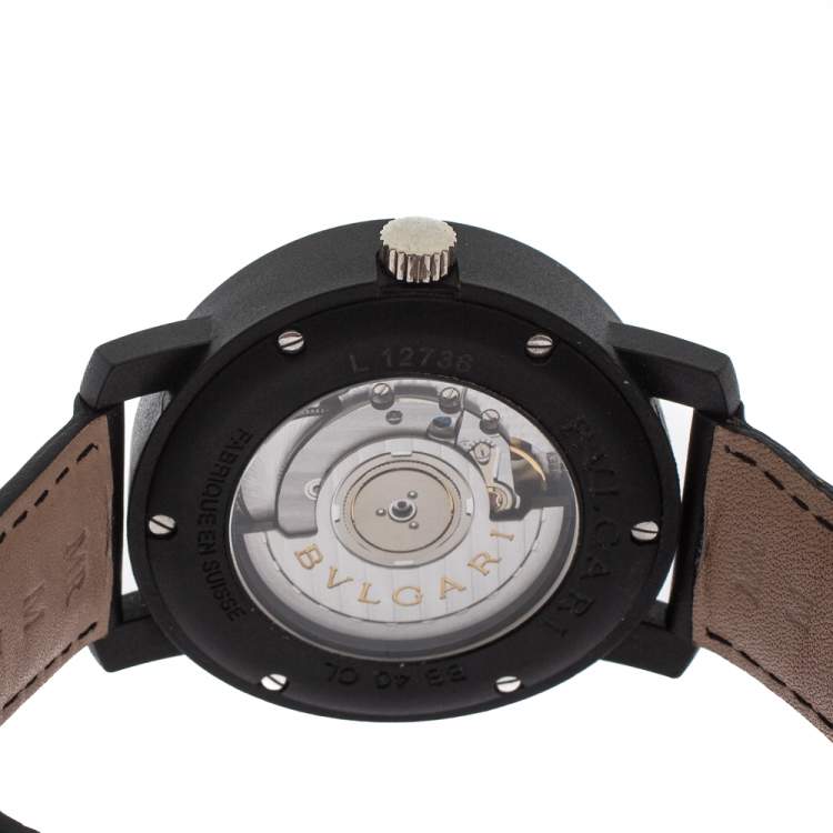 Pre Owned Bvlgari Black Carbongold Via Dei Condotti 10 Roma BB 40 CL Men's Wristwatch 40 mm