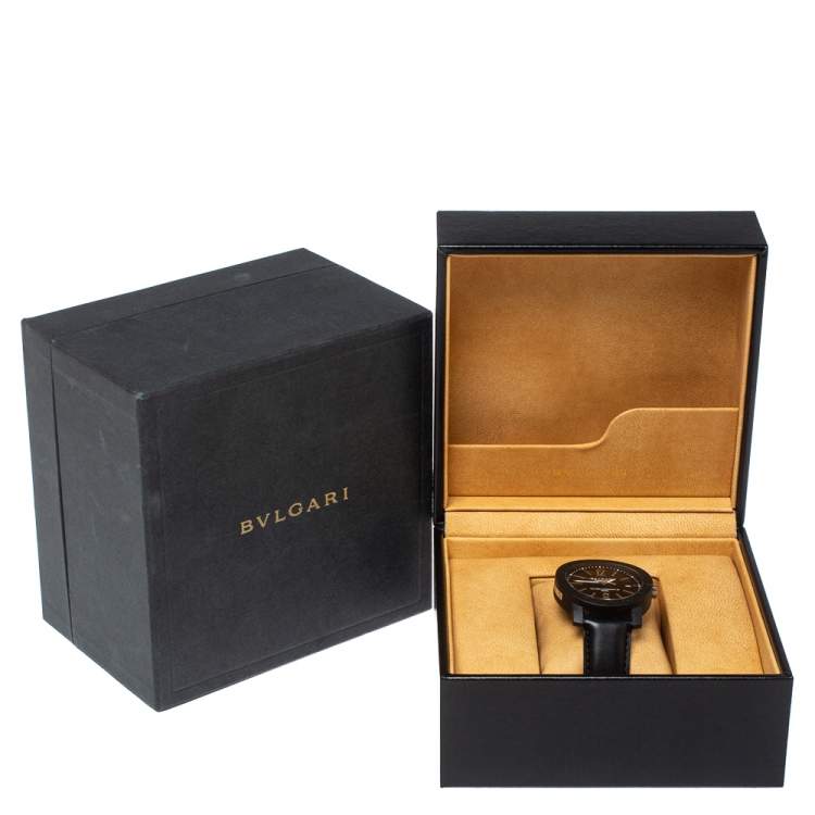 Pre Owned Bvlgari Black Carbongold Via Dei Condotti 10 Roma BB 40 CL Men's Wristwatch 40 mm